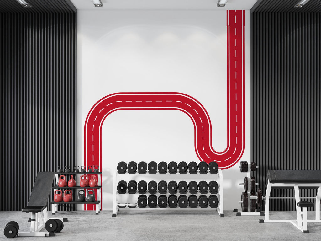 Road Wall Decal Racing Line Wall Mural Playroom Kids Room
