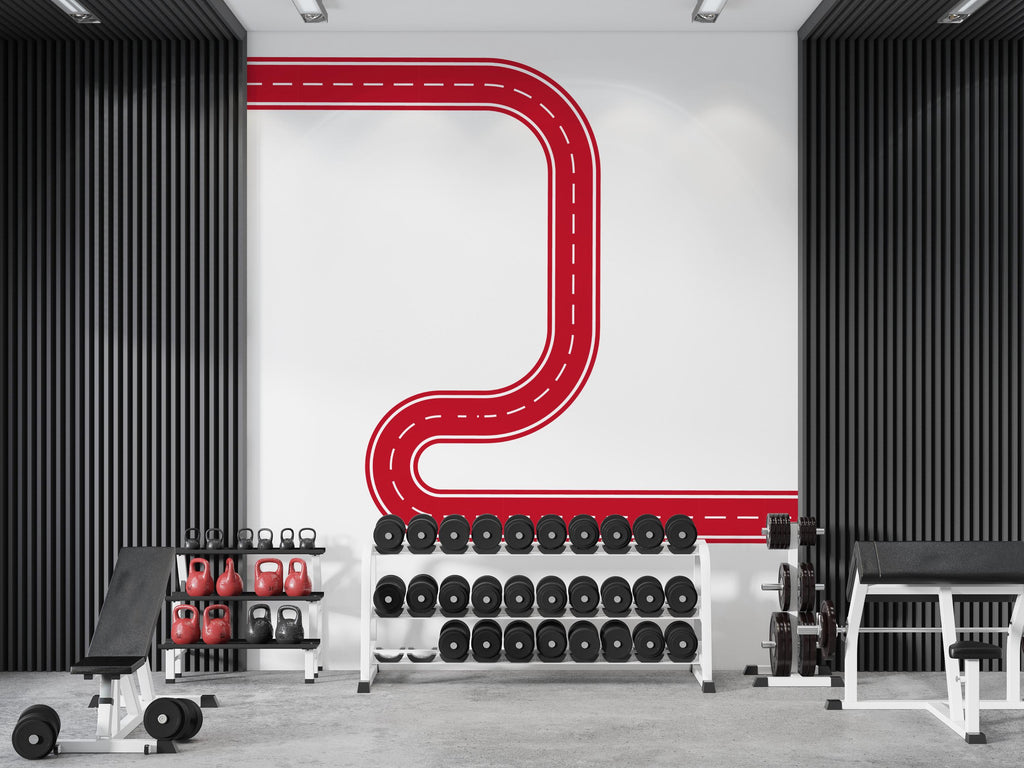 Road Wall Decal Racing Line Wall Mural Playroom Kids Room
