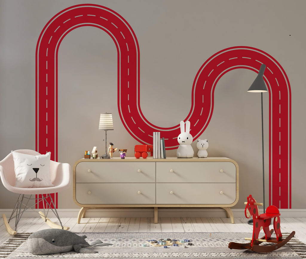 Kids Room Road Wall Decal Car Track Wall Mural Playroom