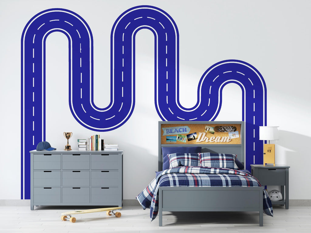 Road Wall Decal Racing Line Wall Mural Boys Room Workplace