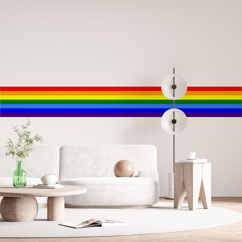 Rainbow Horizontal Wall Decal Wide Wall Accent Modern Rainbow Wall Art