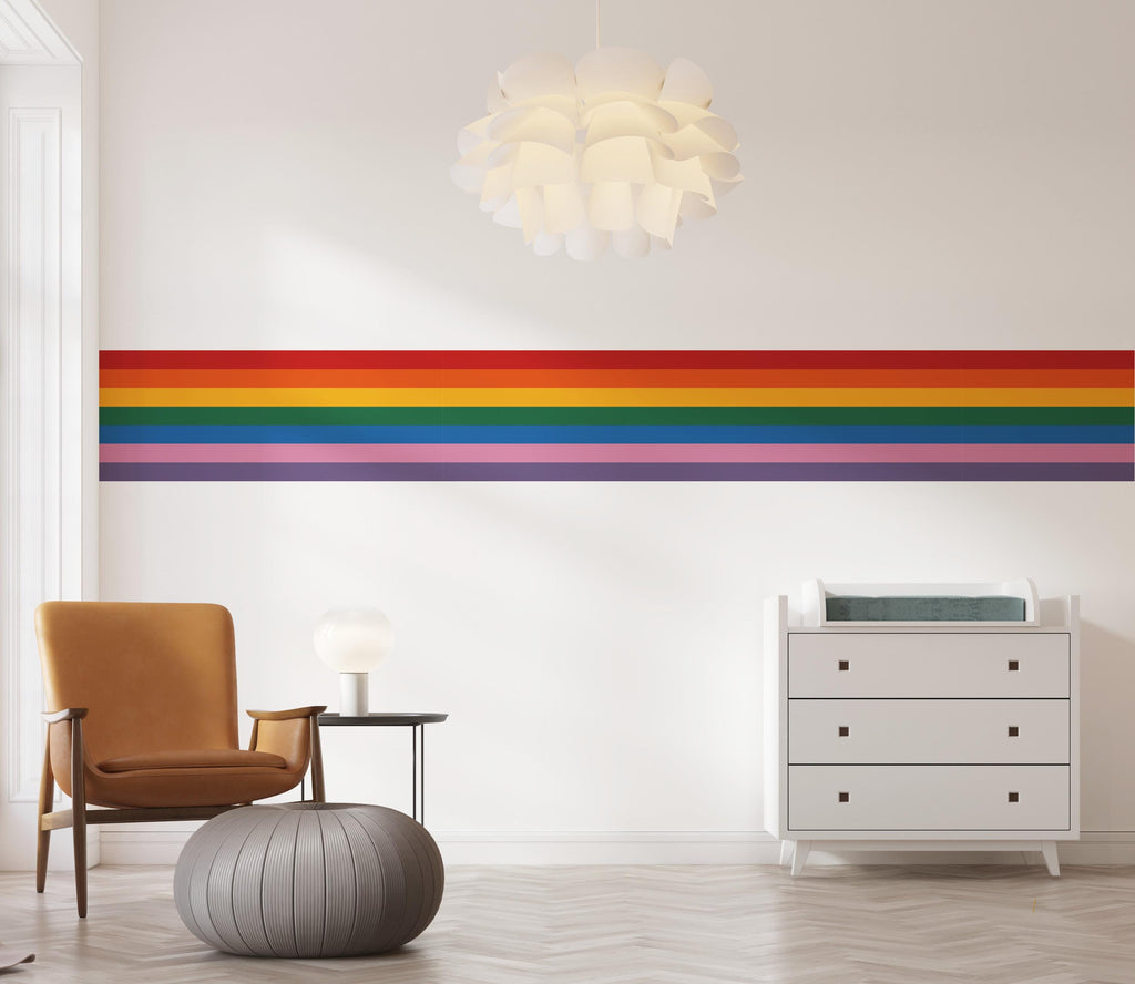 Rainbow Horizontal Wall Decal Wide Wall Accent Modern Rainbow Wall Art