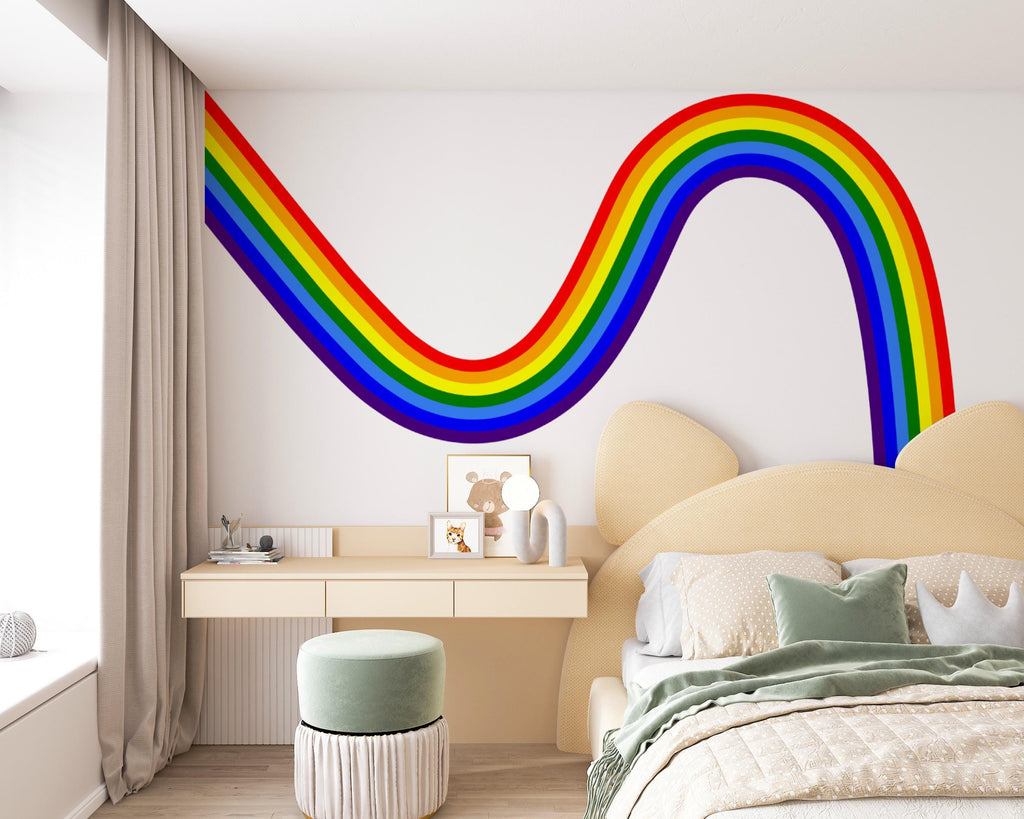 Rainbow Wall Decal for Nursery | Boho Kids Room Wall Sticker | Classic Rainbow Arc
