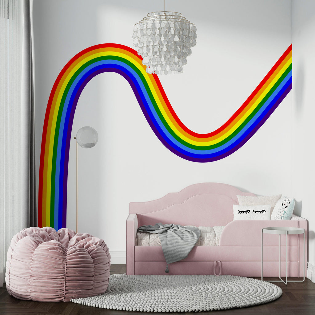 Rainbow Wall Decal for Nursery | Boho Kids Room Wall Sticker | Classic Rainbow Arc