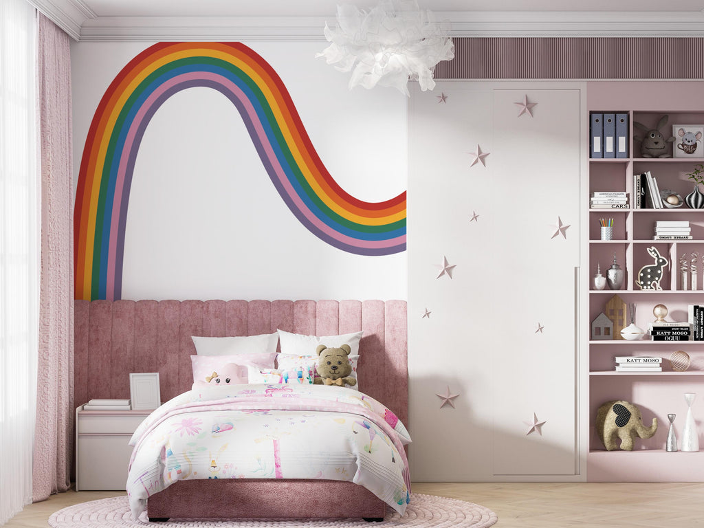 Rainbow Wall Decal for Nursery | Boho Kids Room Wall Sticker | Classic Rainbow Arc