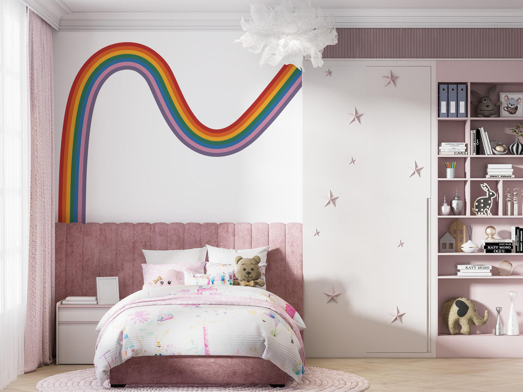 Rainbow Wall Decal for Nursery | Boho Kids Room Wall Sticker | Classic Rainbow Arc