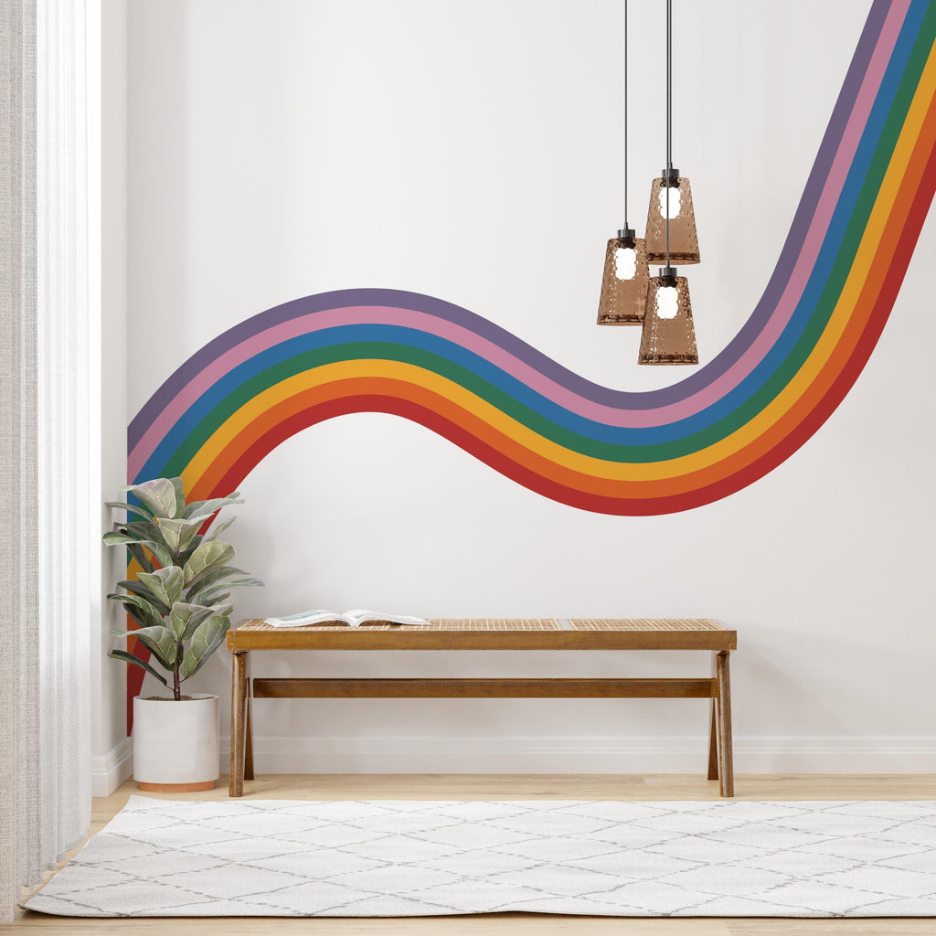 Downward Rainbow Wall Decal Yoga Room Wall Sticker Calm Wall Decor