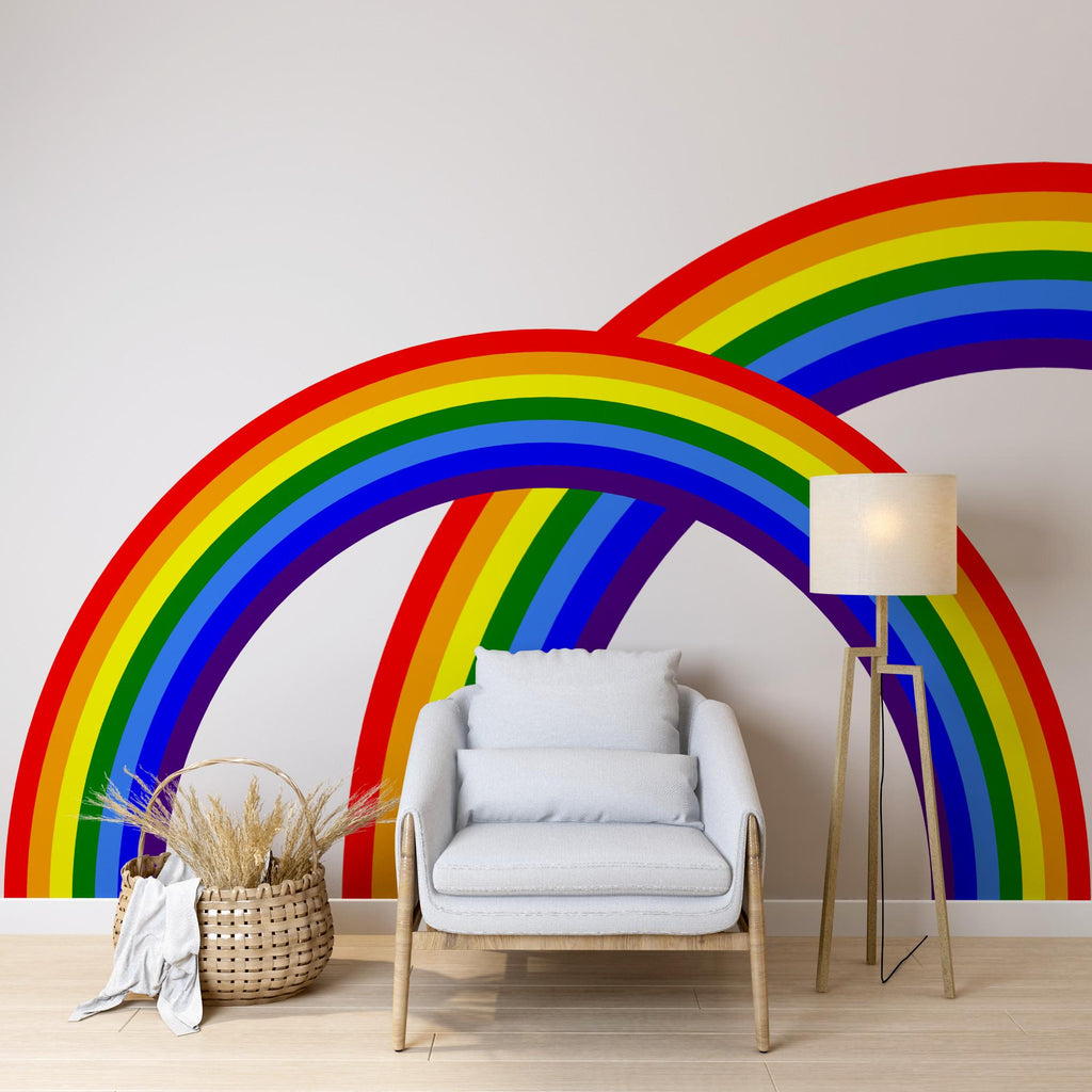 Half Rainbow Wall Decal for Bedroom Minimal Vinyl Wall Sticker Calm Interior Decor