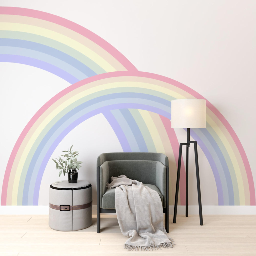 Half Rainbow Wall Decal for Bedroom Minimal Vinyl Wall Sticker Calm Interior Decor