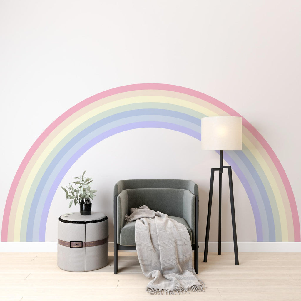 Half Rainbow Wall Decal for Bedroom Minimal Vinyl Wall Sticker Calm Interior Decor