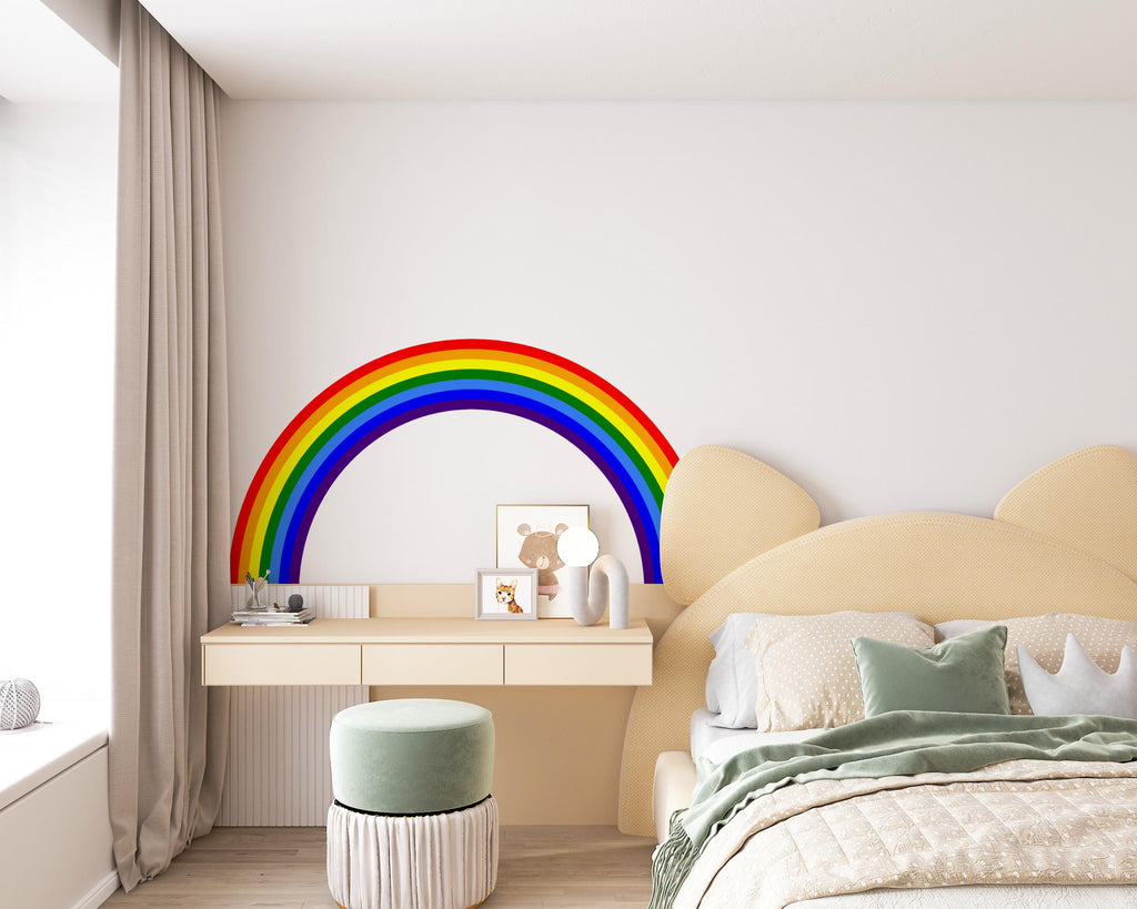 Half Rainbow Wall Decal for Bedroom Minimal Vinyl Wall Sticker Calm Interior Decor