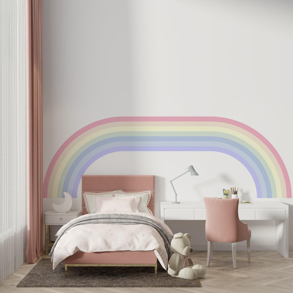 Wavy Rainbow Wall Decal for Bedroom Organic Line Wall Sticker Creative Space Decor RAINBOW STRIPES WAVE