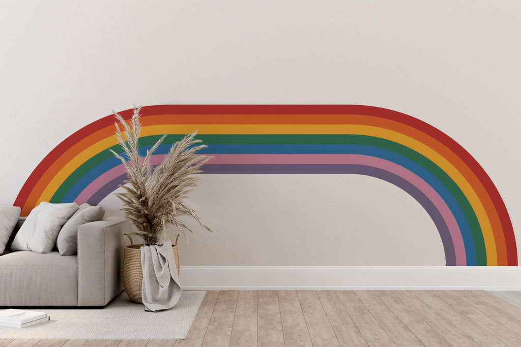 Wavy Rainbow Wall Decal for Bedroom Organic Line Wall Sticker Creative Space Decor RAINBOW STRIPES WAVE