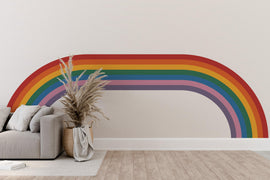 Wavy Rainbow Wall Decal for Bedroom Organic Line Wall Sticker Creative Space Decor RAINBOW STRIPES WAVE