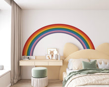 Load image into Gallery viewer, Rainbow Stripes Wave Concentric Rainbow Wall Decal for Playroom Soft Focal Wall Art | Kids Decor