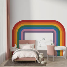 Load image into Gallery viewer, Rainbow Stripe Wave Soft Curve Rainbow Wall Decal for Relax Zone Gentle Vinyl Wall Art Lounge Decor