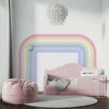 Load image into Gallery viewer, Rainbow Stripe Wave Soft Curve Rainbow Wall Decal for Relax Zone Gentle Vinyl Wall Art Lounge Decor