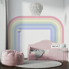 Load image into Gallery viewer, Rainbow Stripe Wave Soft Curve Rainbow Wall Decal for Relax Zone Gentle Vinyl Wall Art Lounge Decor