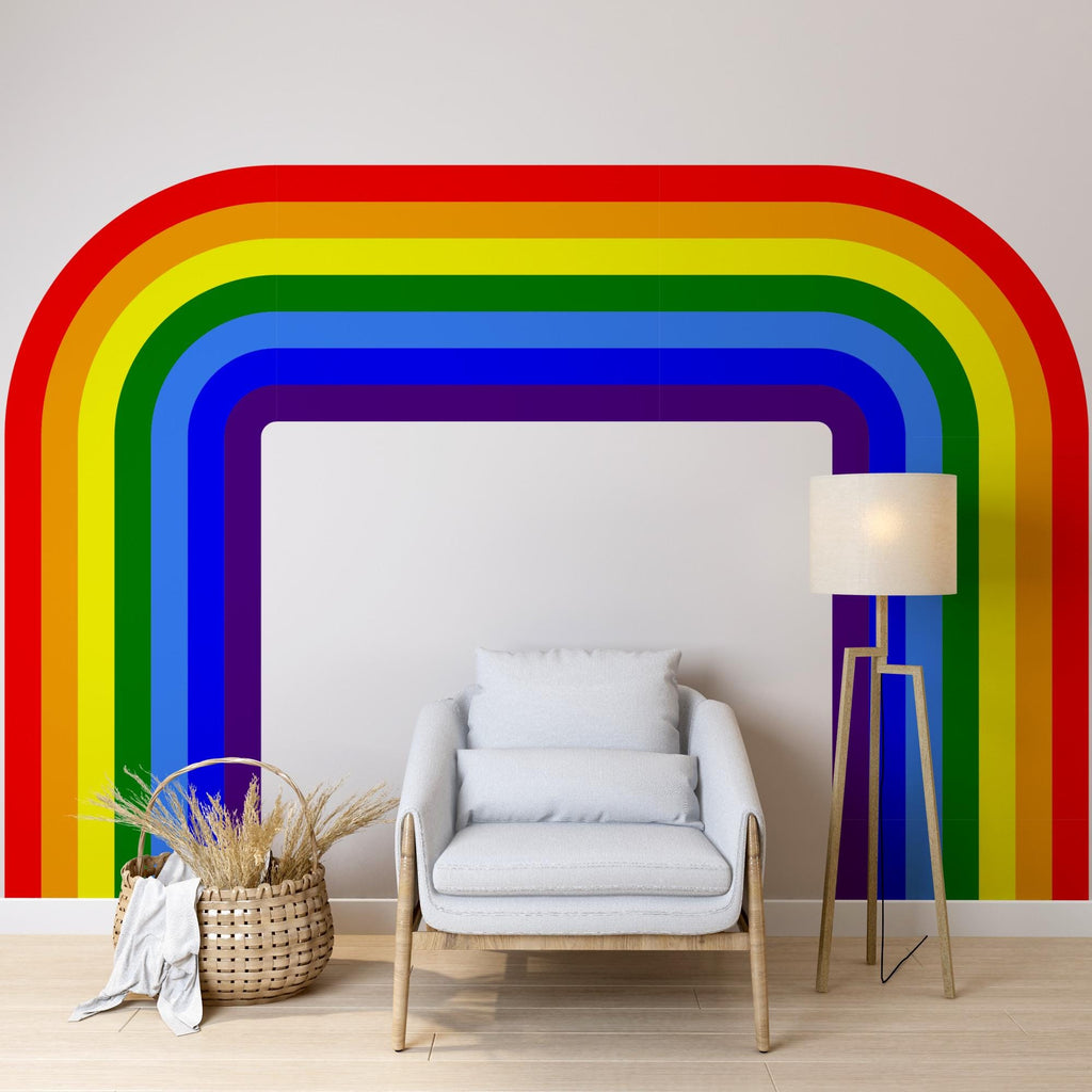 Rainbow Stripe Wave Soft Curve Rainbow Wall Decal for Relax Zone Gentle Vinyl Wall Art Lounge Decor