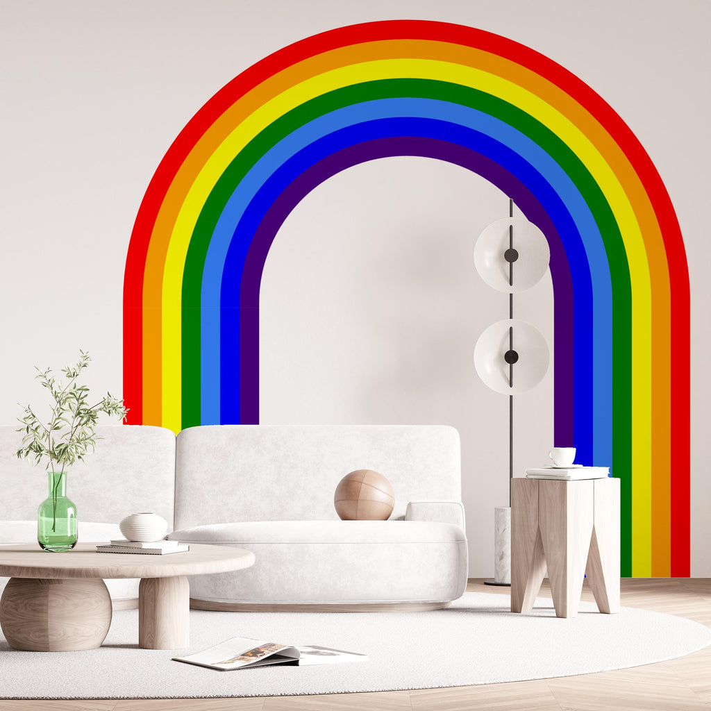 Rainbow Stripe Wave Overlapping Rainbow Wall Decal for Interior Layered Vinyl Wall Art Modern Design Decor