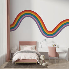 Load image into Gallery viewer, Rainbow Stripe Wave Line Rainbow Wall Decal for Modern Home Minimal Vinyl Wall Art Neutral Decor