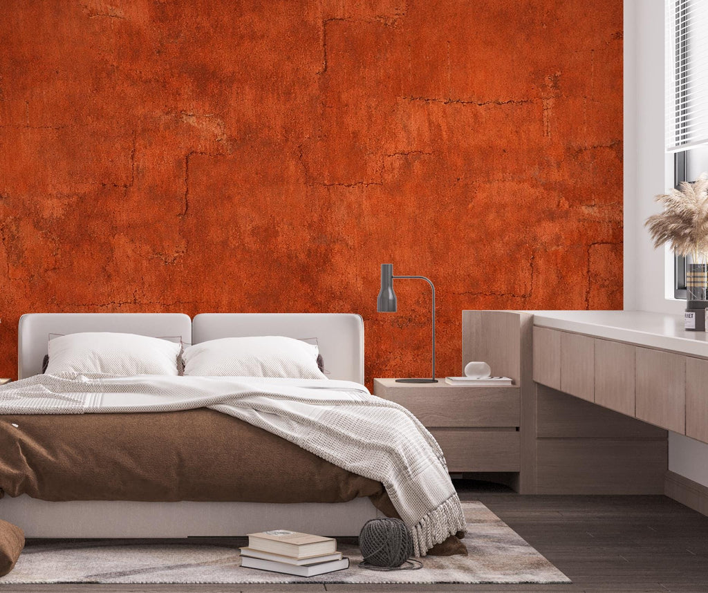 Rustic Burnt Red Plaster Wallpaper Textured Mediterranean Wall Mural Vintage Terracotta Home Décor Peel and Stick 807LU