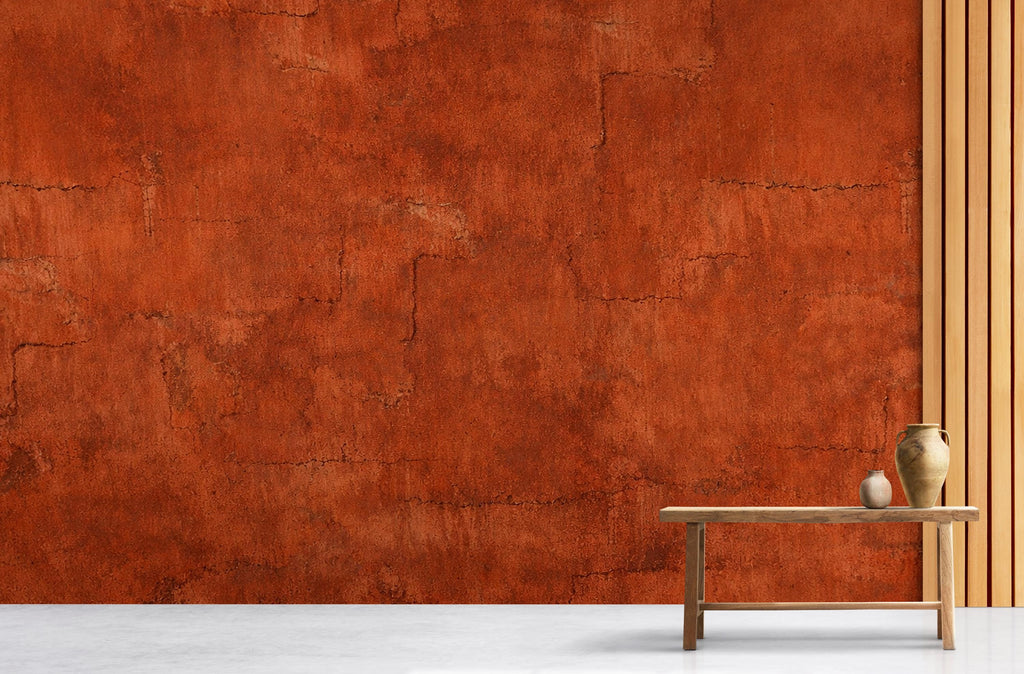 Rustic Burnt Red Plaster Wallpaper Textured Mediterranean Wall Mural Vintage Terracotta Home Décor Peel and Stick 807LU