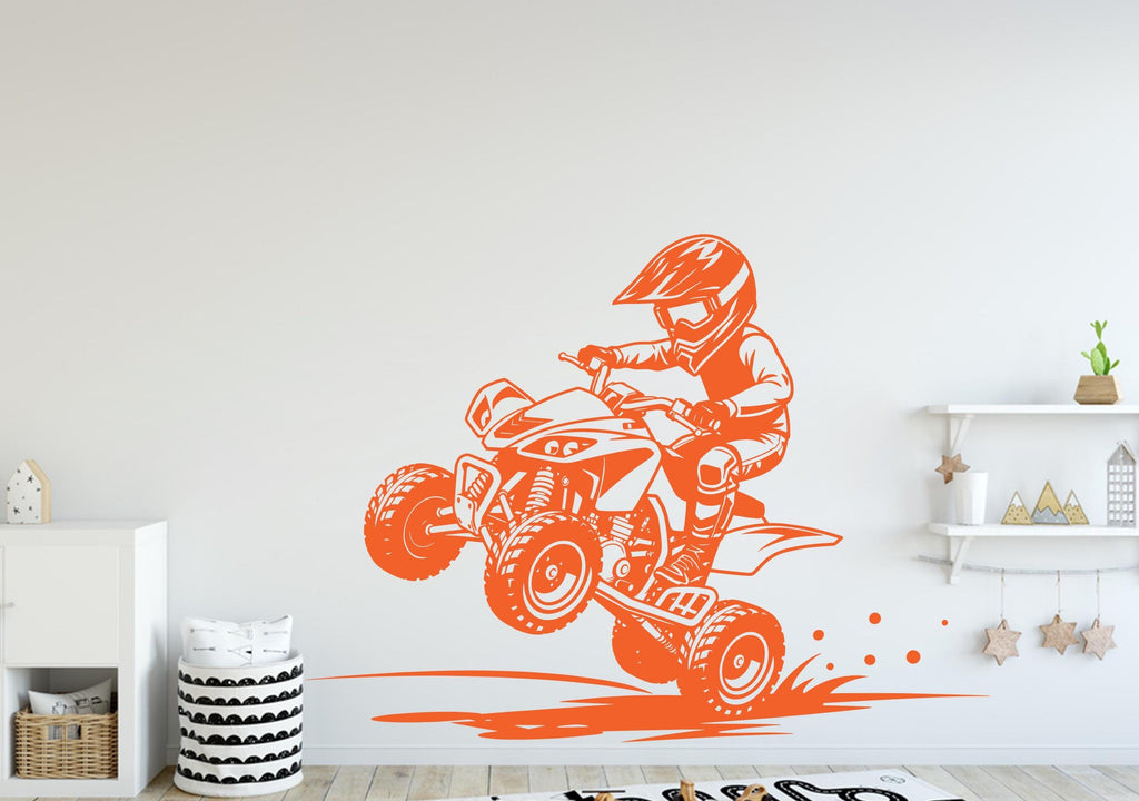 Little Boy ATV Rider Wall Decal, ATV Wall sticker, 4x4 wall art Kids Extreme room Decal 385DE