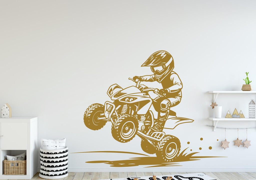 Little Boy ATV Rider Wall Decal, ATV Wall sticker, 4x4 wall art Kids Extreme room Decal 385DE
