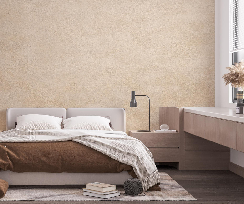 Warm Beige Plaster Wallpaper Neutral Textured Wall Mural Minimalist Japandi Interior Design Modern Boho Wall Decor Peel and Stick 808LU