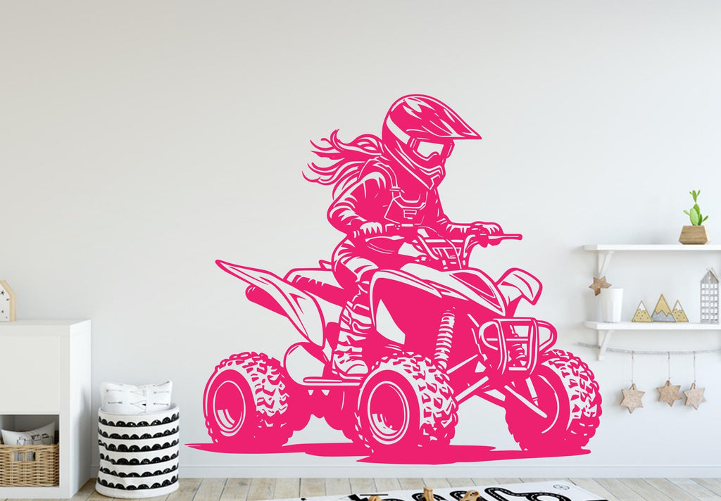 ATV Rider Girl Wall Decal, ATV Wall sticker, 4x4 wall art Kids Extreme room Decal 389DE