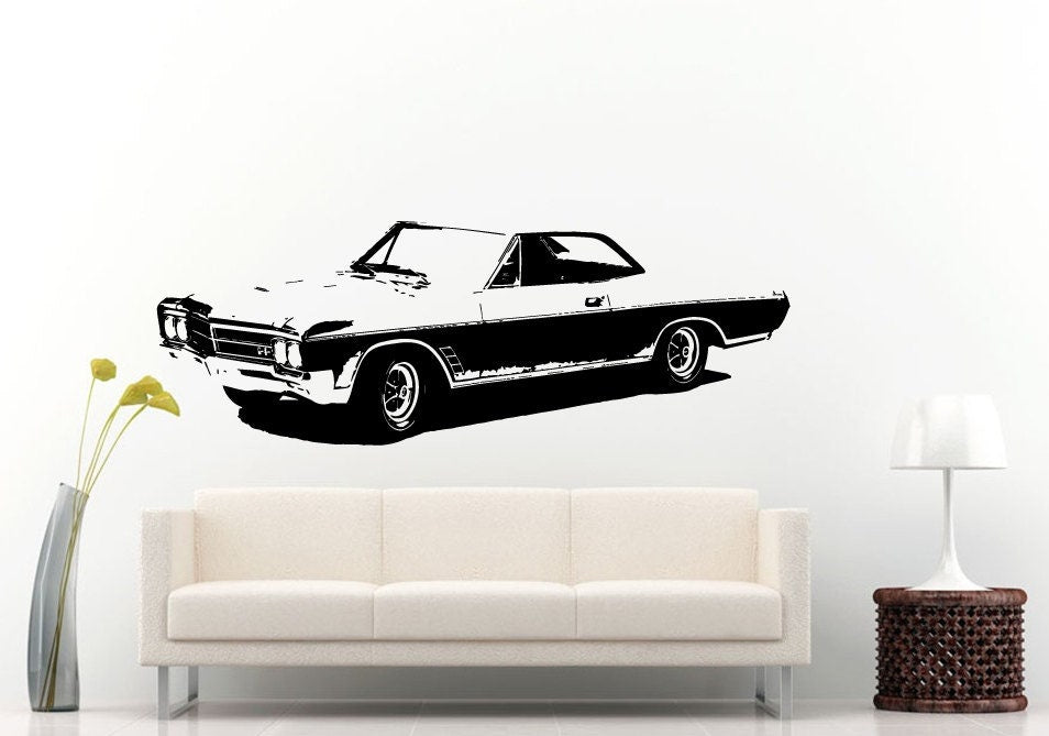 Classic Old School Antique American Muscle Sports Racing Fast Car Automobile Vehicle Wall Decal Vinyl Sticker Mural Room Decor L687