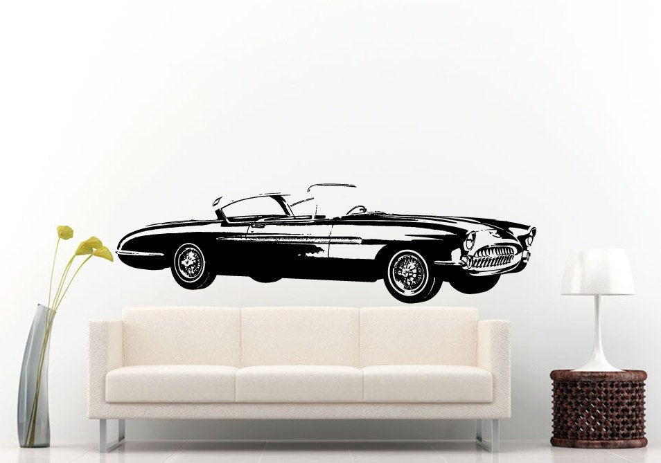 Classic Old School Antique American Muscle Sports Racing Fast Car Automobile Vehicle Wall Decal Vinyl Sticker Mural Room Decor L693