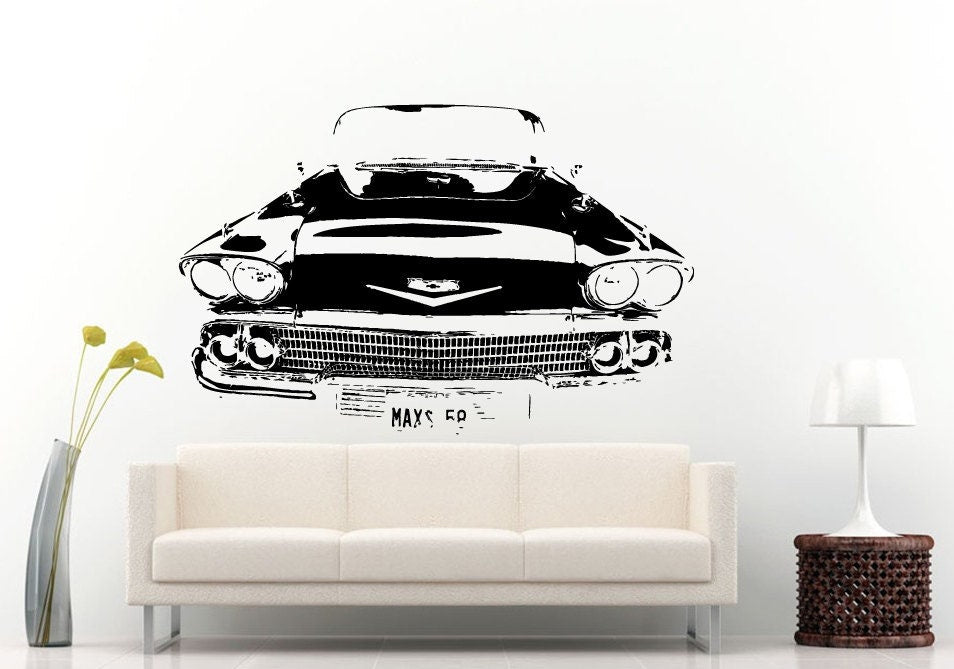 Classic Old School Antique American Muscle Sports Racing Fast Car Automobile Vehicle Wall Decal Vinyl Sticker Mural Room Decor L694