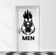 Load image into Gallery viewer, Funny Bathroom Sign Rooster Door Decal, Bar Restaurant Toilet Door Decal, Bathroom Door Sign, Man Woman Modern Signs Vinyl Stickers, WC