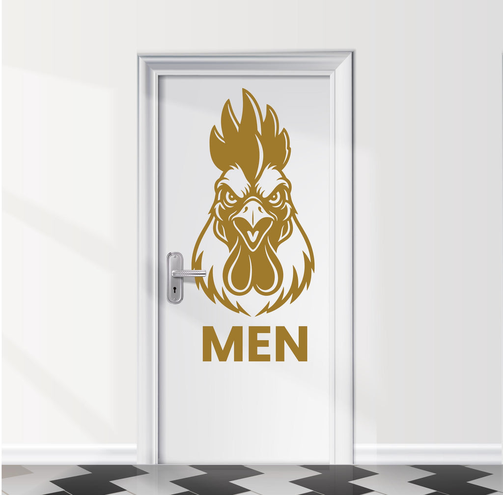 Funny Bathroom Sign Rooster Door Decal, Bar Restaurant Toilet Door Decal, Bathroom Door Sign, Man Woman Modern Signs Vinyl Stickers, WC