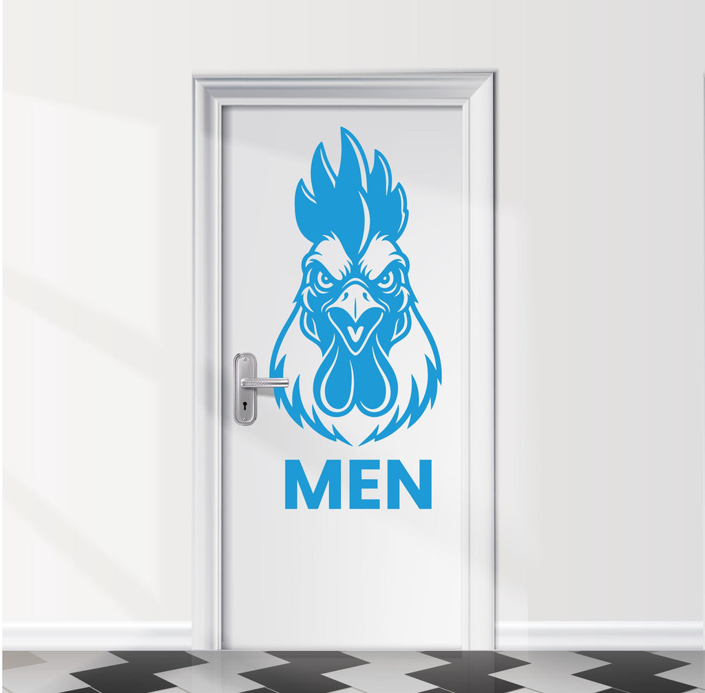 Funny Bathroom Sign Rooster Door Decal, Bar Restaurant Toilet Door Decal, Bathroom Door Sign, Man Woman Modern Signs Vinyl Stickers, WC
