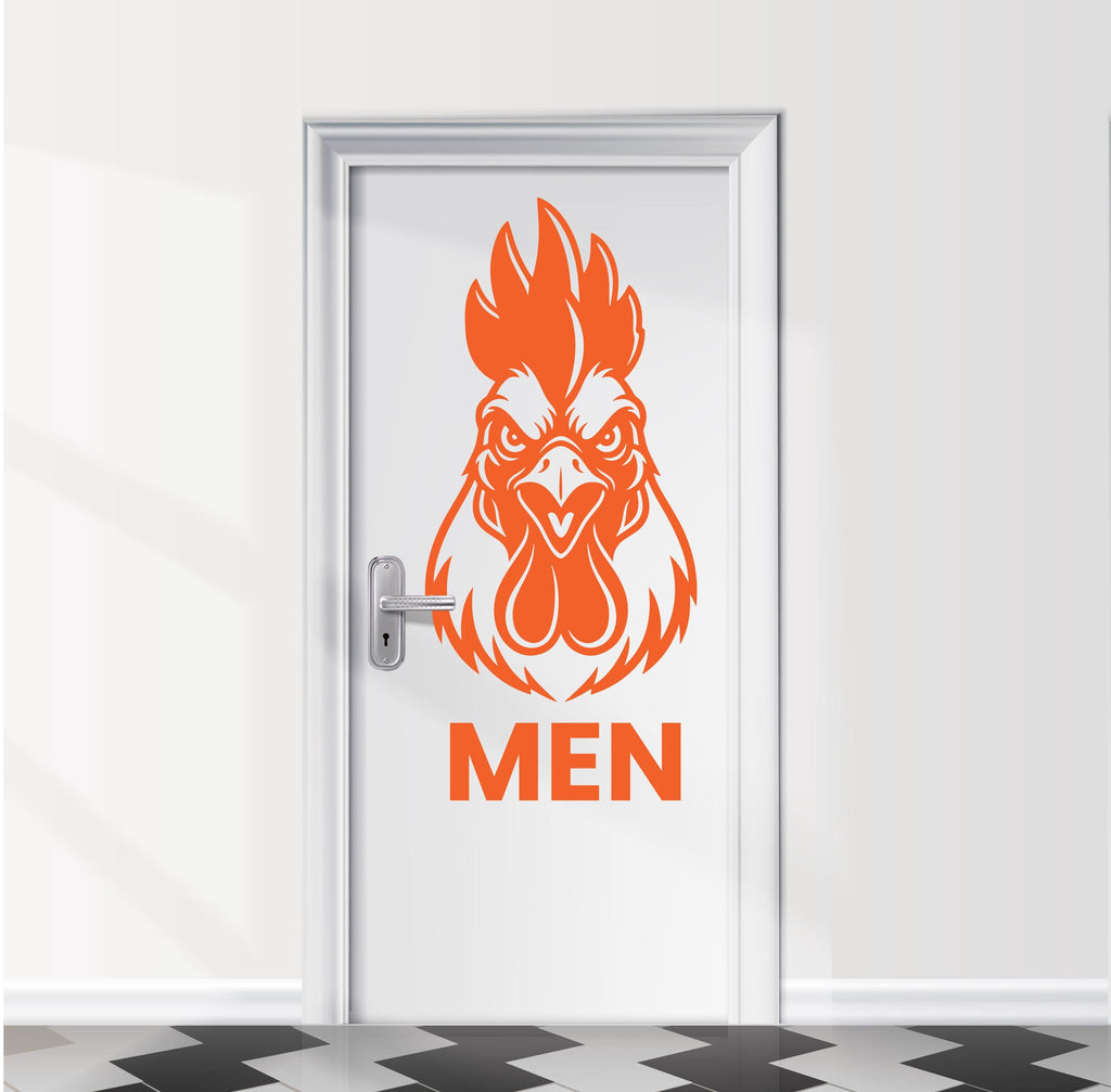 Funny Bathroom Sign Rooster Door Decal, Bar Restaurant Toilet Door Decal, Bathroom Door Sign, Man Woman Modern Signs Vinyl Stickers, WC