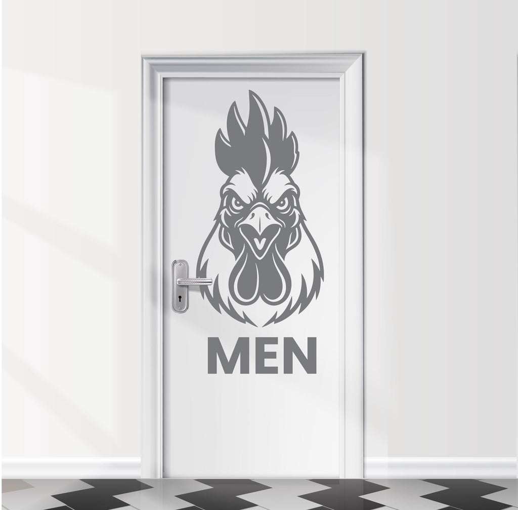 Funny Bathroom Sign Rooster Door Decal, Bar Restaurant Toilet Door Decal, Bathroom Door Sign, Man Woman Modern Signs Vinyl Stickers, WC
