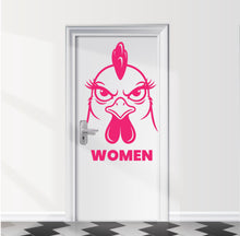 Load image into Gallery viewer, Funny Bathroom Sign Hen Door Decal, Bar Restaurant Toilet Door Decal, Bathroom Door Sign, Man Woman Modern Signs Vinyl Stickers, WC