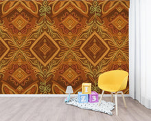 Load image into Gallery viewer, Afrohemian Boho Wallpaper Wall Mural, African Tribal Geometric Peel and Stick Wallpaper, Living Room Wall, Cultural Folk Wall Decor 403DE