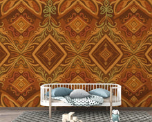 Load image into Gallery viewer, Afrohemian Boho Wallpaper Wall Mural, African Tribal Geometric Peel and Stick Wallpaper, Living Room Wall, Cultural Folk Wall Decor 403DE