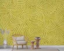 Load image into Gallery viewer, Nature-Inspired Green Abstract Wallpaper Organic Line Pattern Wall Mural Calming Wellness Interior Decor Earthy Modern Wall Art 820LU
