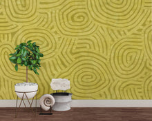 Load image into Gallery viewer, Nature-Inspired Green Abstract Wallpaper Organic Line Pattern Wall Mural Calming Wellness Interior Decor Earthy Modern Wall Art 820LU