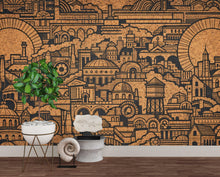Load image into Gallery viewer, Cityscape Wallpaper Mural, Industrial Line Art Wall Mural, Urban Architecture Wallpaper, Modern Wall Decor, Peel and Stick Wallpaper 821LU