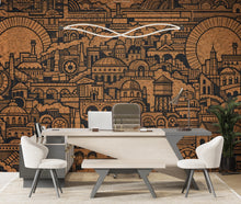 Load image into Gallery viewer, Cityscape Wallpaper Mural, Industrial Line Art Wall Mural, Urban Architecture Wallpaper, Modern Wall Decor, Peel and Stick Wallpaper 821LU