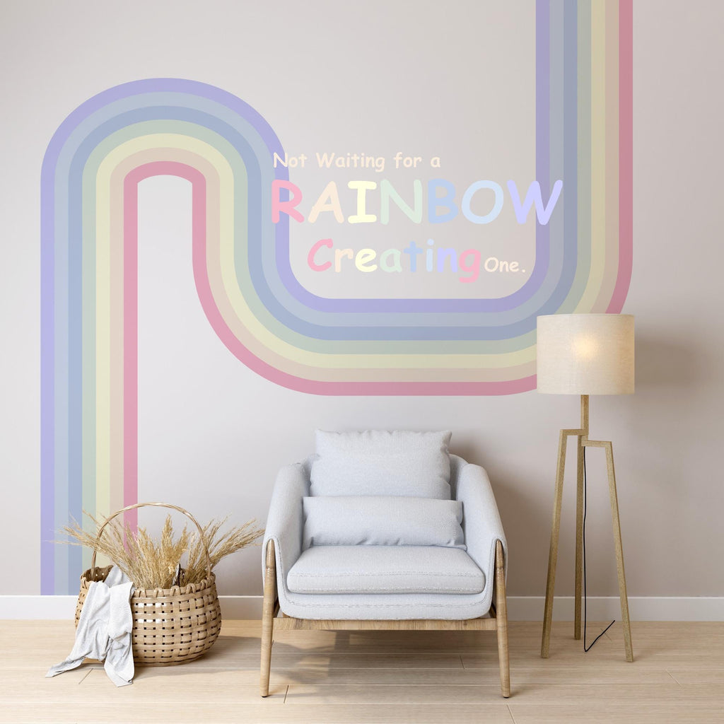 Phrase Wall Decal Stripe Mural Kids Room Baby Bedroom Nursery Rainbow Palette