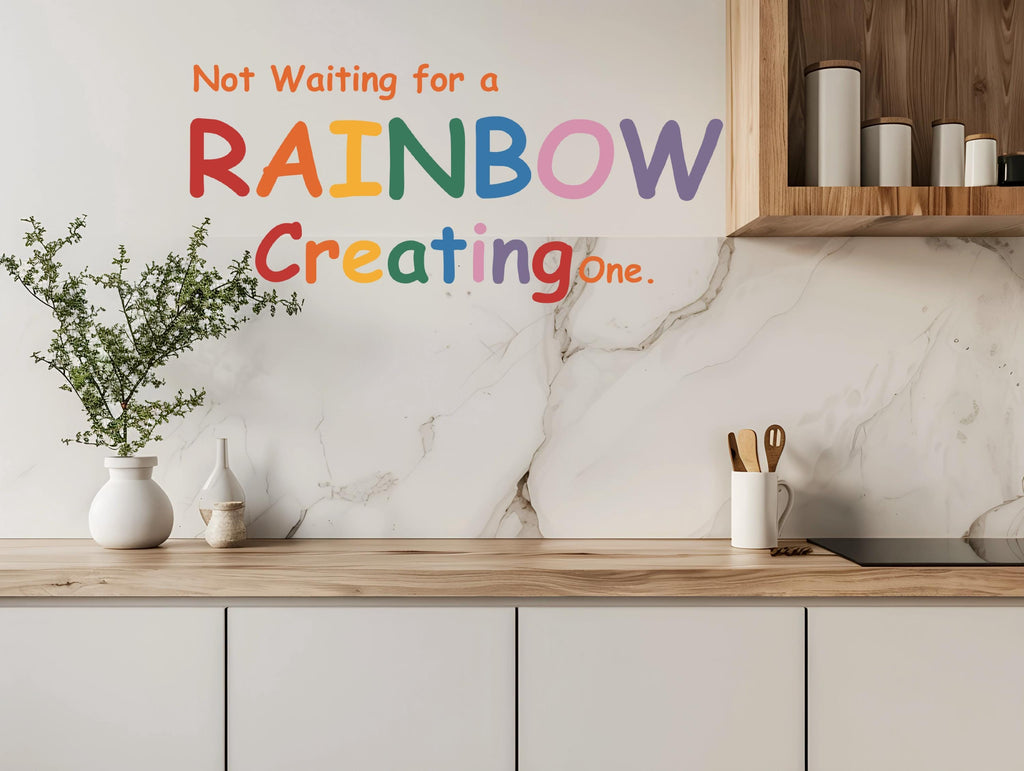Phrase Wall Decal Stripe Mural Kids Room Baby Bedroom Nursery Rainbow Palette