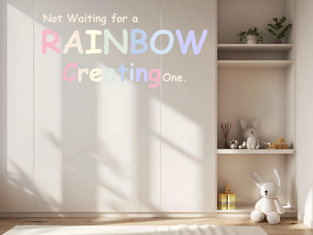 Phrase Wall Decal Stripe Mural Kids Room Baby Bedroom Nursery Rainbow Palette