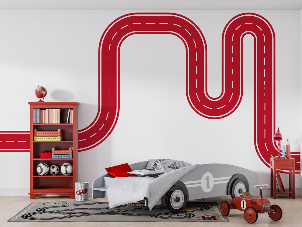 Road Wall Decal Playroom Car Track Wall Mural Kids Room